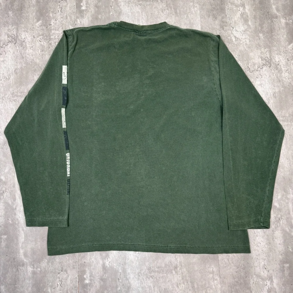 Vintage Union Bay‎ T-Shirt Mens Large Green Long Sleeve Distressed Faded Skate